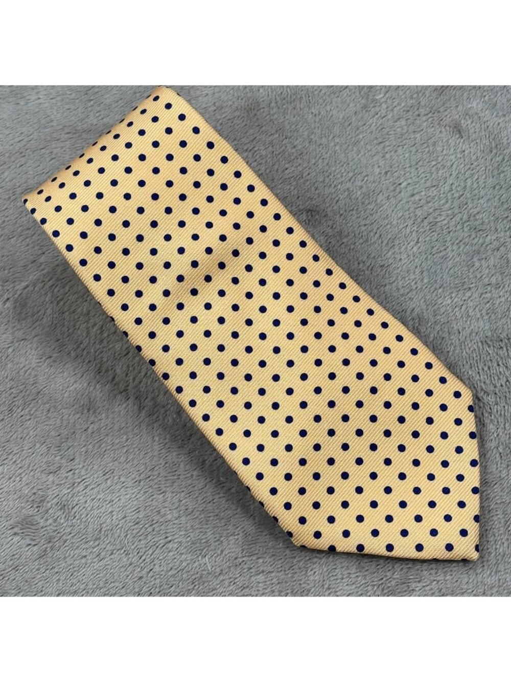 Polo Ralph Lauren Neck Tie Mens Classic 3.5''W 60'' L Yellow Blue Polka Dot
